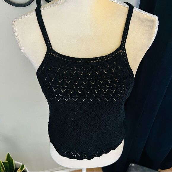 French Connection Nora Crochet Sleeveless Top, Black, Size Small, (2/4), NWT - Picture 6 of 10